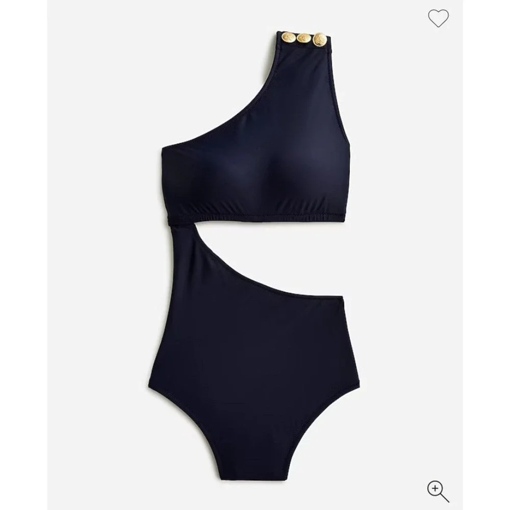 NWT J Crew Black One Piece Shoulder Swimsuit Women's Plus Size 24 Navy Blue
